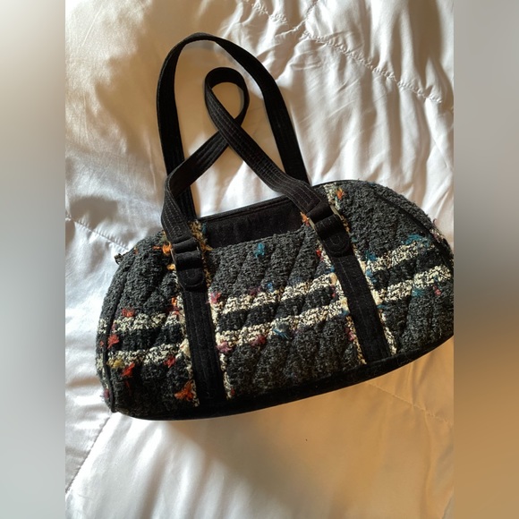 Vera Bradley purse. Plaid with black velvet type handles - Picture 1 of 3